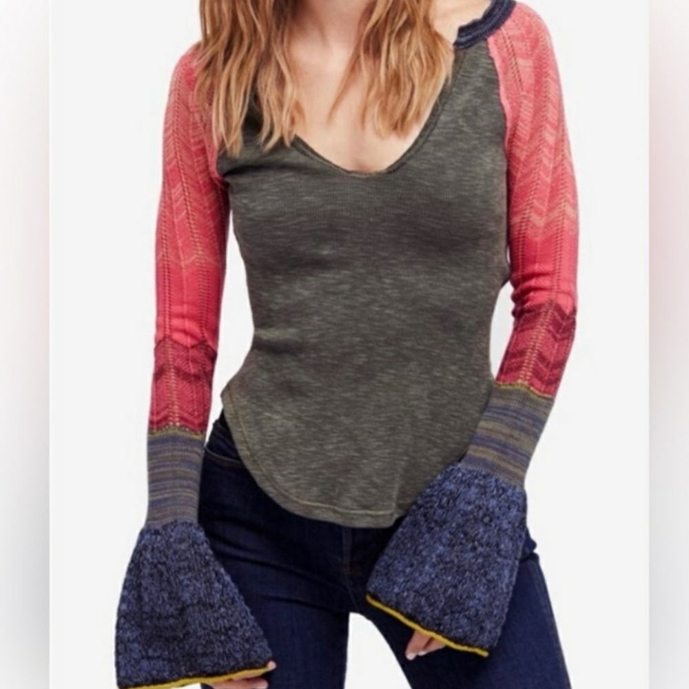 Free People Sunshine Bell Thermal V-Neck - Picture 4 of 10